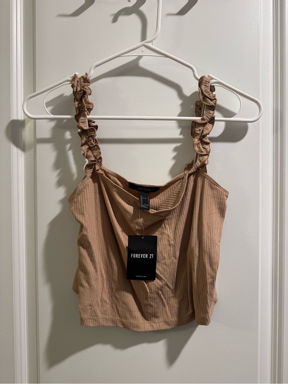 Forever 21 Tan Ruffle-Strap Ribbed Cami